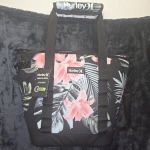 Hurley Black and Pink Floral Tote